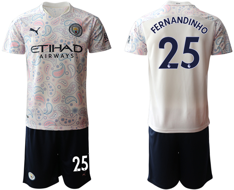 Men 2020-2021 club Manchester City away #25 white Soccer Jerseys